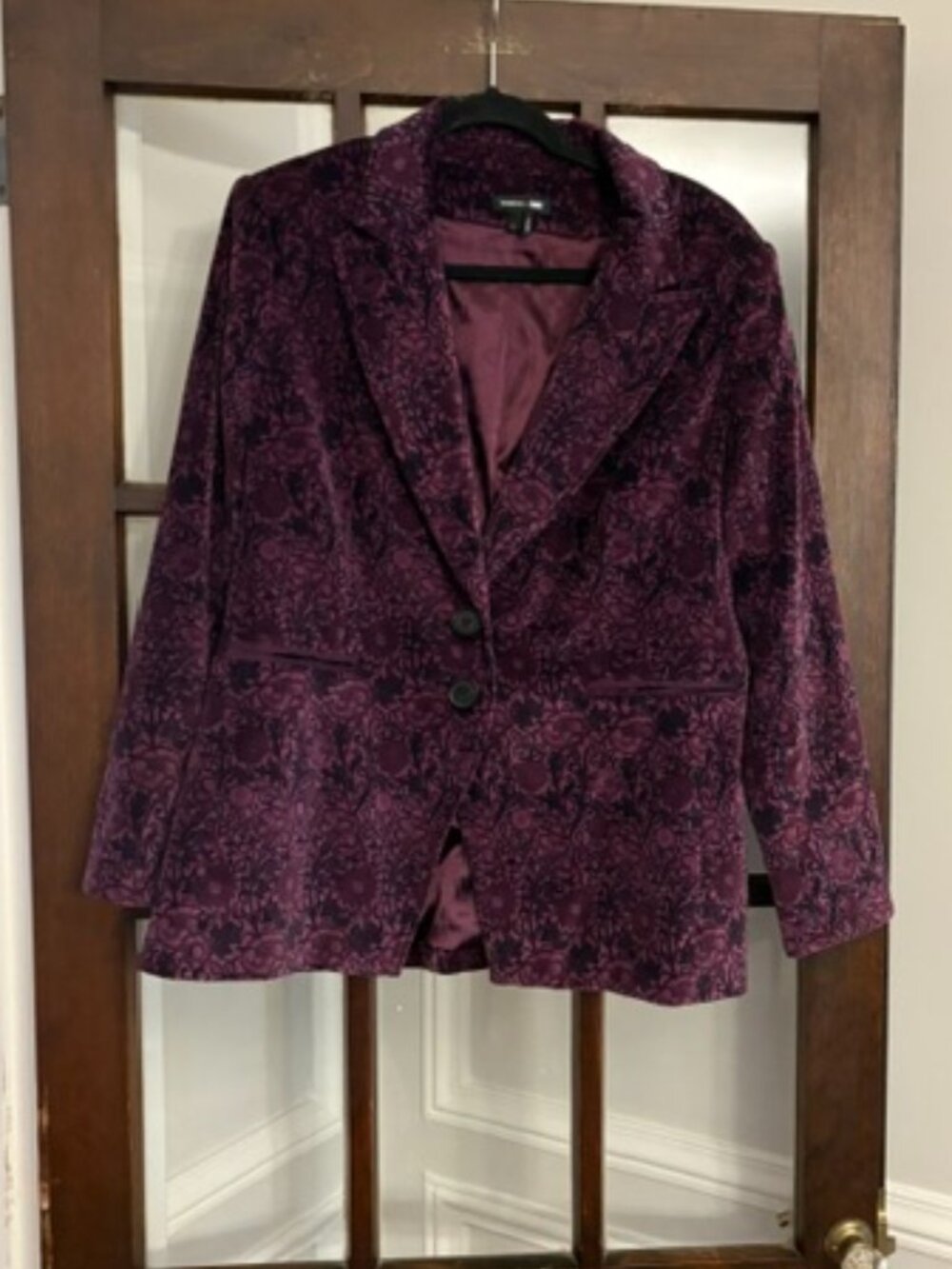 PAIGE Purple Velvet Morris & Co Print Blazer, Size Large